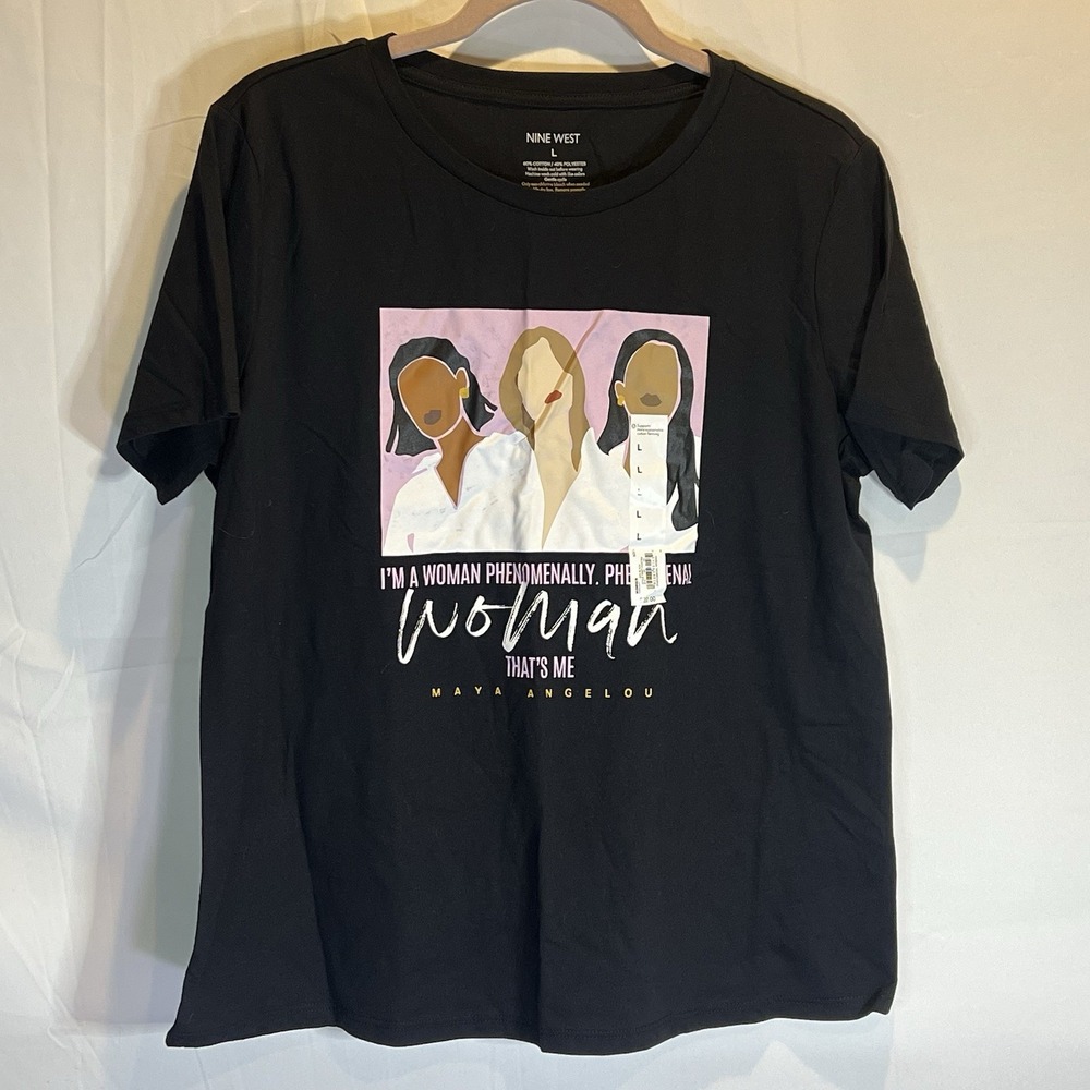 Nine West‎ Women's Short Sleeve Graphic T-Shirt Size Large Girl Power Graphic